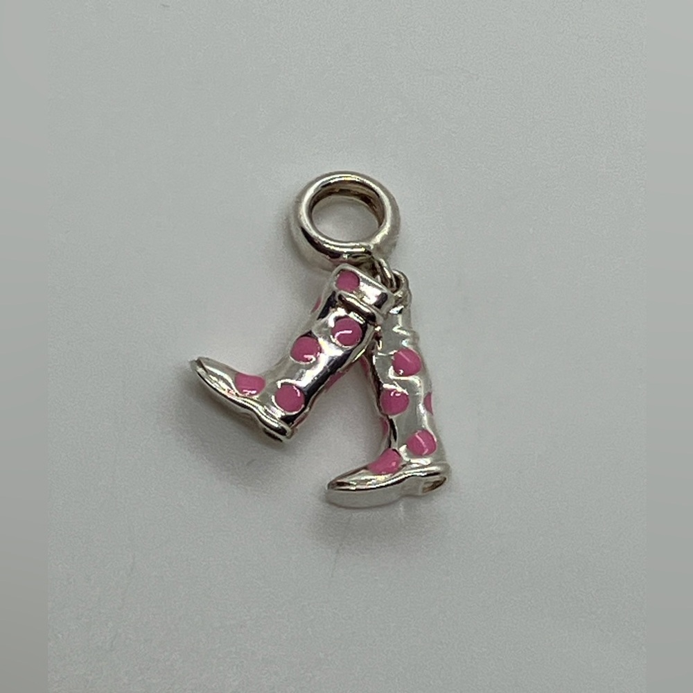 Chamilia 925 Sterling Silver & Pink Enamel Rubber Boots Wellies Wellington Charm